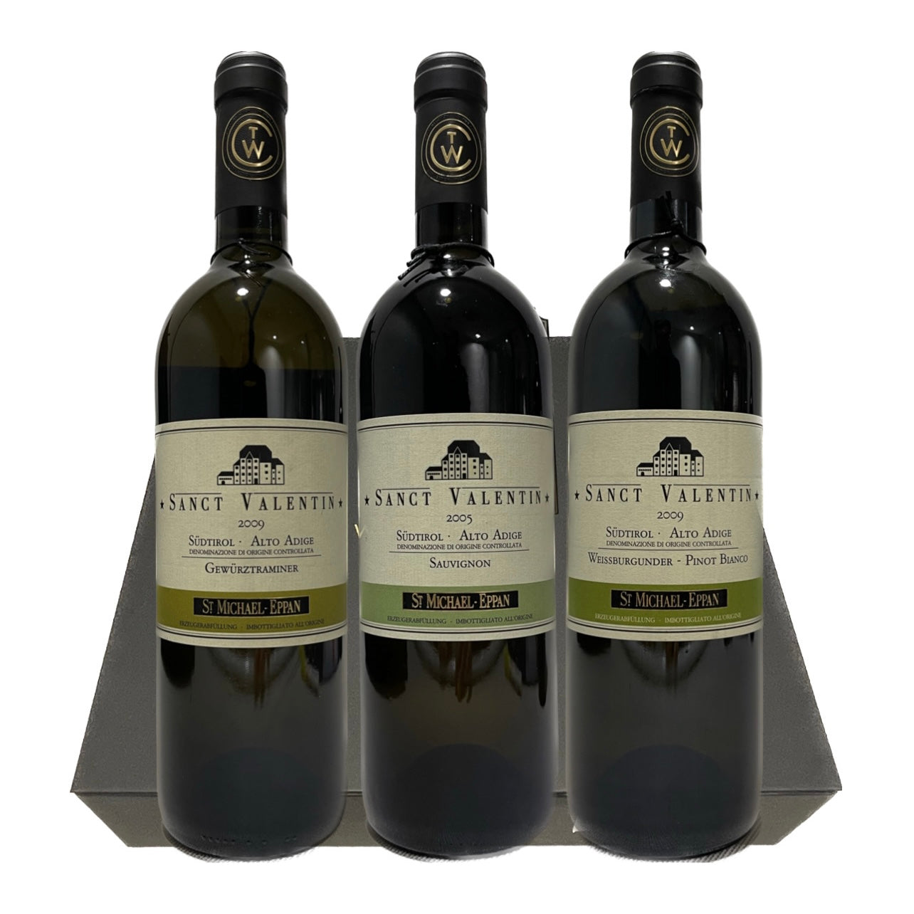 SÜDTIROL ALTO ADIGE DOC "WEISSBURGUNDER PINOT BIANCO 2009 - GEWURZTRAMINER 2009 - SAUVIGNON 2005" (THE WINE COLLECTION 3 BOTTLES) - ST MICHAEL-EPPAN