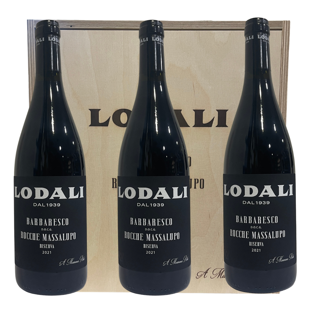 BARBARESCO DOCG RISERVA "ROCCHE MASSALUPO" 2021 CASSA IN LEGNO DA TRE BOTTIGLIE - LODALI DAL 1939
